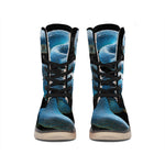 Blue Viper Snake Print Winter Boots
