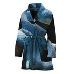 Blue Viper Snake Print Women's Bathrobe