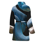 Blue Viper Snake Print Women's Bathrobe