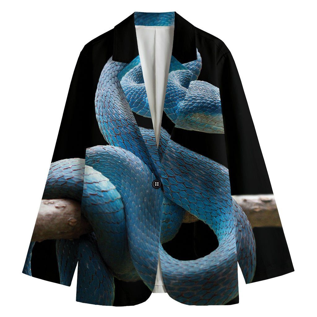 Blue Viper Snake Print Women's Blazer