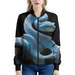Blue Viper Snake Print Women's Bomber Jacket