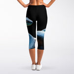 Blue Viper Snake Print Women's Capri Leggings
