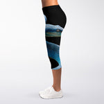 Blue Viper Snake Print Women's Capri Leggings