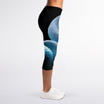 Blue Viper Snake Print Women's Capri Leggings