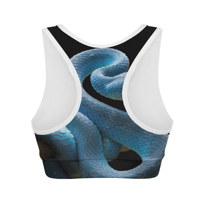 Blue Viper Snake Print Women's Sports Bra