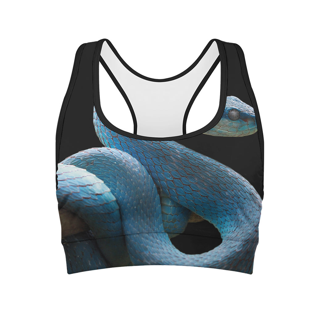 Blue Viper Snake Print Women's Sports Bra