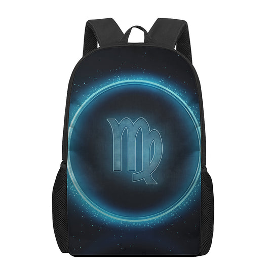 Blue Virgo Zodiac Sign Print 17 Inch Backpack