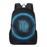Blue Virgo Zodiac Sign Print 17 Inch Backpack