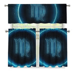 Blue Virgo Zodiac Sign Print 3 Piece Kitchen Curtains