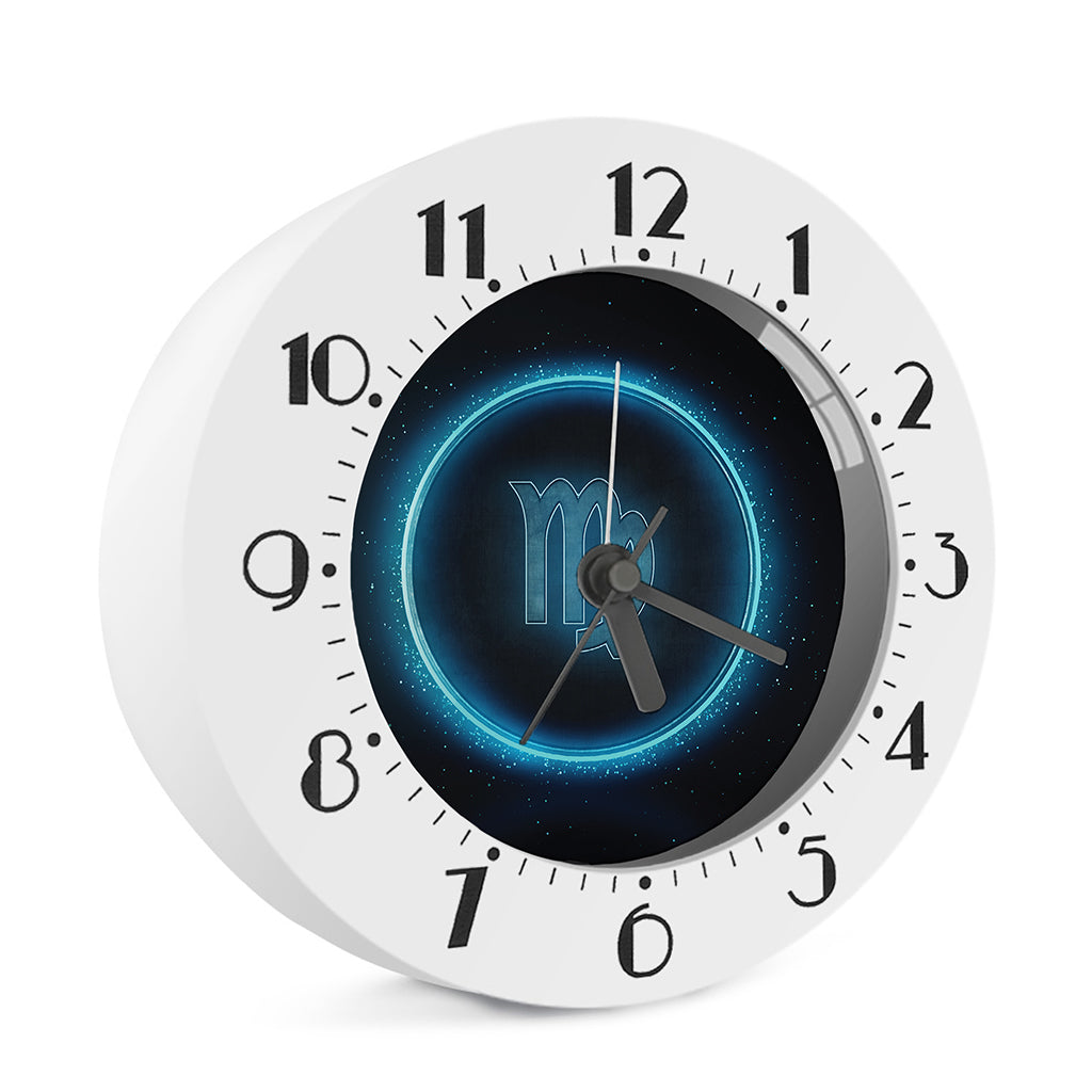 Blue Virgo Zodiac Sign Print Alarm Clock
