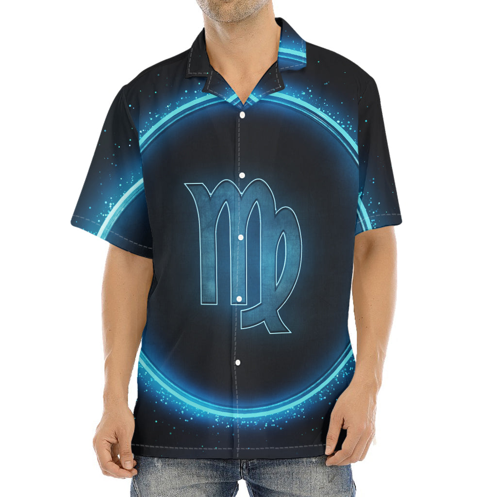 Blue Virgo Zodiac Sign Print Aloha Shirt