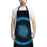 Blue Virgo Zodiac Sign Print Bib Apron With Pocket
