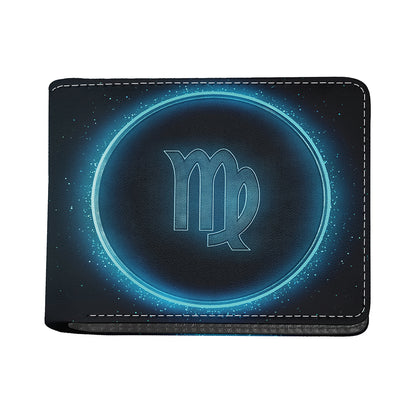 Blue Virgo Zodiac Sign Print Bifold Wallet