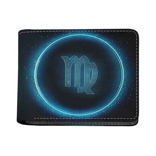 Blue Virgo Zodiac Sign Print Bifold Wallet