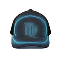 Blue Virgo Zodiac Sign Print Black Mesh Trucker Hat