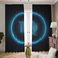 Blue Virgo Zodiac Sign Print Dimout Pencil Pleat Curtains