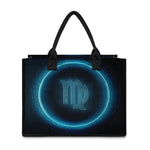 Blue Virgo Zodiac Sign Print Canvas Tote Bag