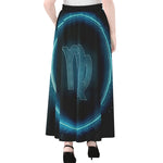 Blue Virgo Zodiac Sign Print Chiffon Maxi Skirt