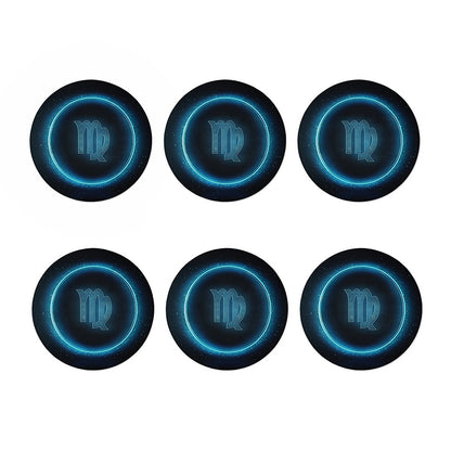 Blue Virgo Zodiac Sign Print Coaster Set