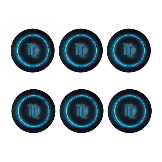 Blue Virgo Zodiac Sign Print Coaster Set