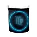 Blue Virgo Zodiac Sign Print Collapsible Laundry Basket