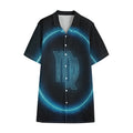 Blue Virgo Zodiac Sign Print Cotton Hawaiian Shirt