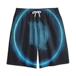Blue Virgo Zodiac Sign Print Cotton Shorts