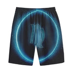 Blue Virgo Zodiac Sign Print Cotton Shorts