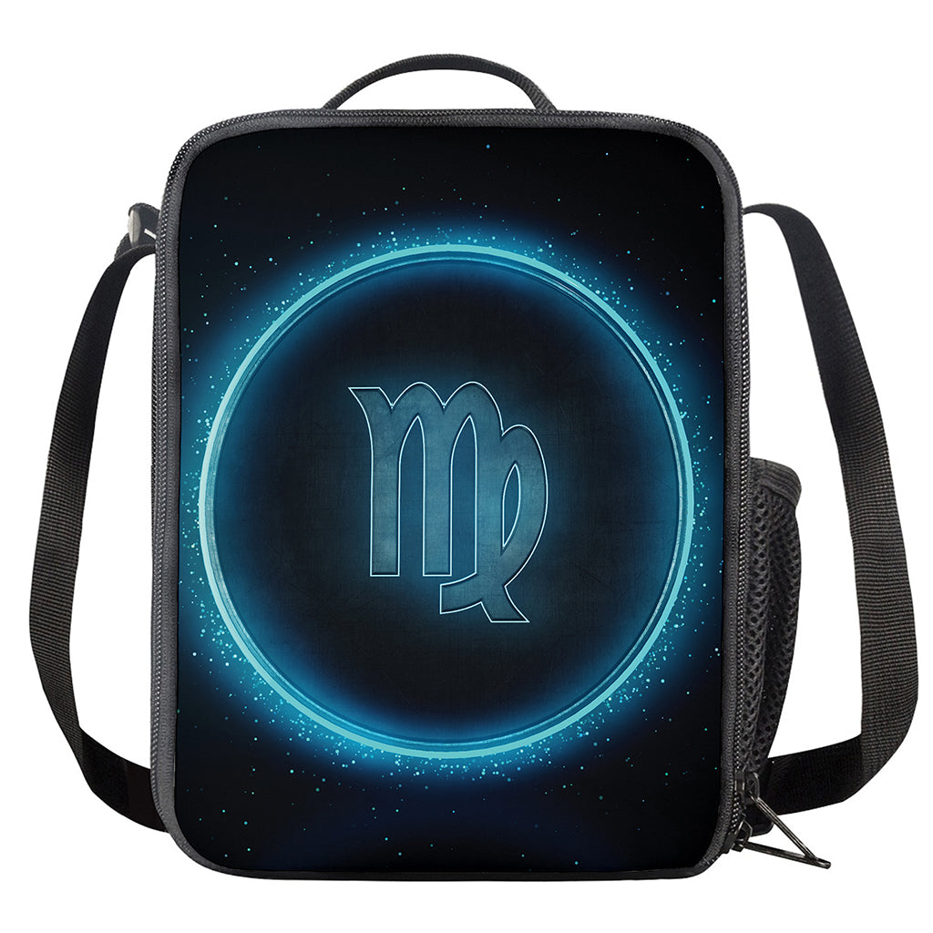 Blue Virgo Zodiac Sign Print Crossbody Lunch Bag
