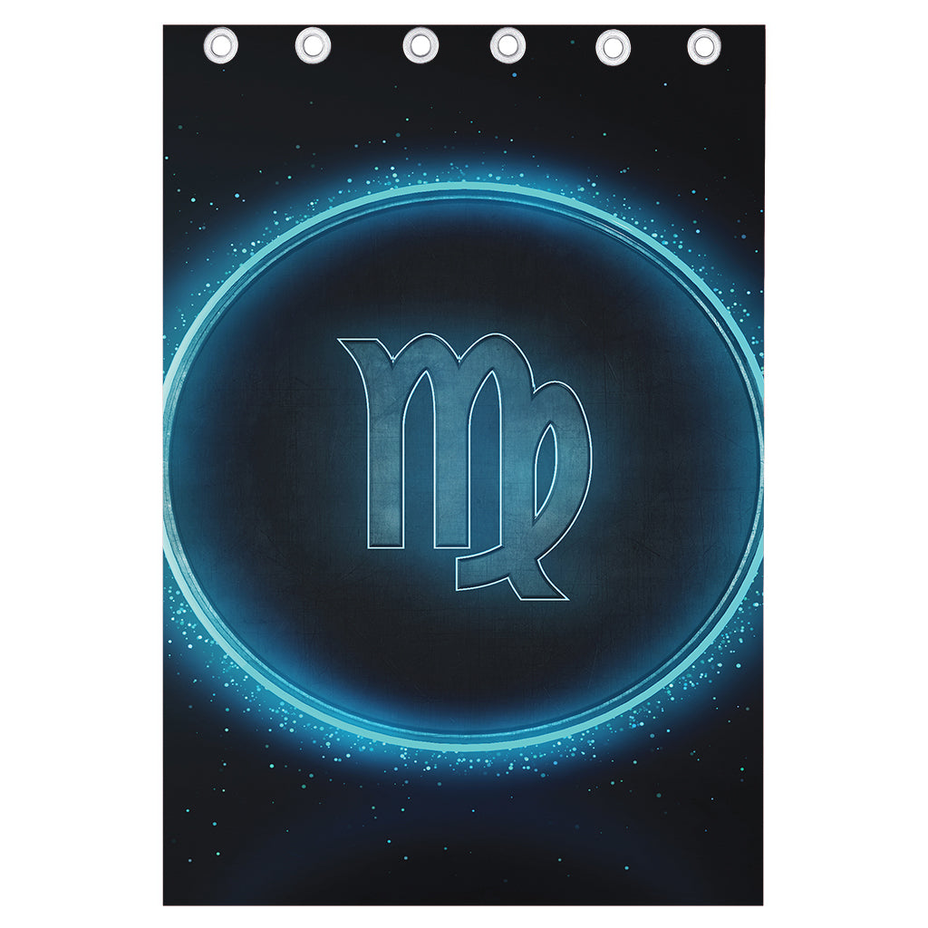 Blue Virgo Zodiac Sign Print Curtain