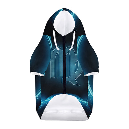 Blue Virgo Zodiac Sign Print Dog Zip Up Hoodie