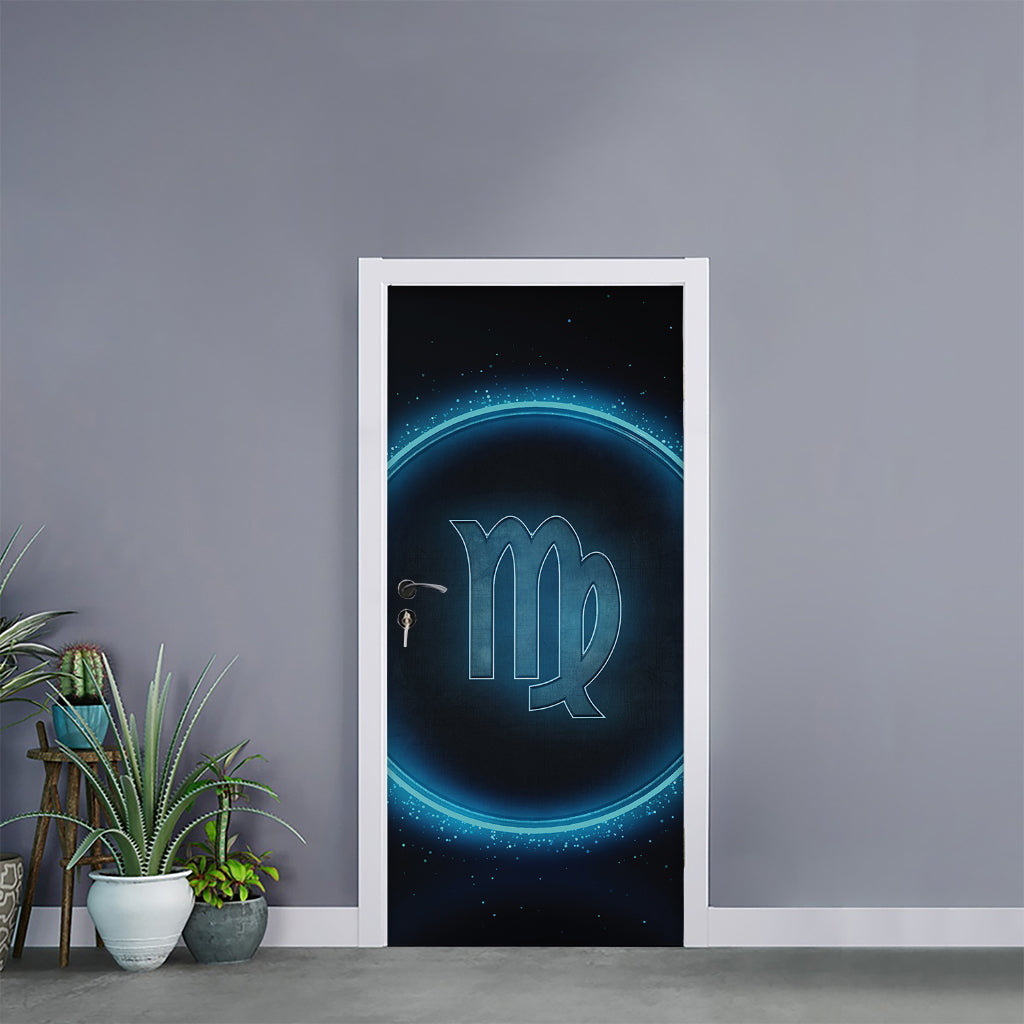 Blue Virgo Zodiac Sign Print Door Sticker