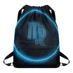 Blue Virgo Zodiac Sign Print Drawstring Backpack