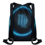 Blue Virgo Zodiac Sign Print Drawstring Backpack