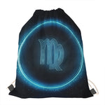 Blue Virgo Zodiac Sign Print Drawstring Bag