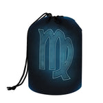 Blue Virgo Zodiac Sign Print Drawstring Makeup Bag