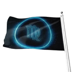 Blue Virgo Zodiac Sign Print Flag