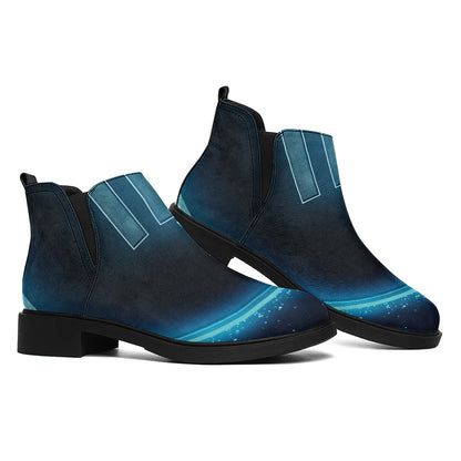 Blue Virgo Zodiac Sign Print Flat Ankle Boots