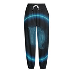 Blue Virgo Zodiac Sign Print Fleece Lined Knit Pants