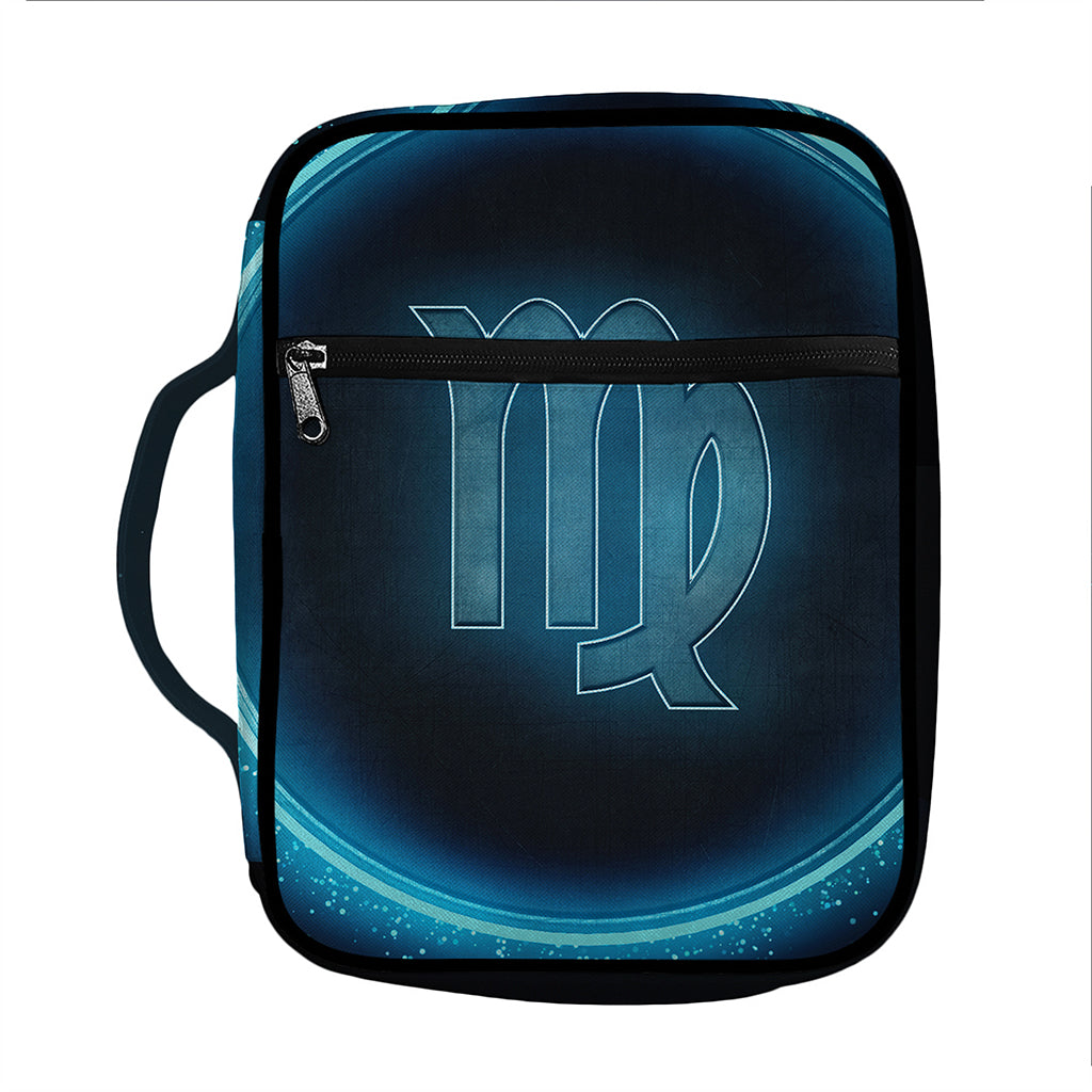 Blue Virgo Zodiac Sign Print Front Pocket Bible Bag