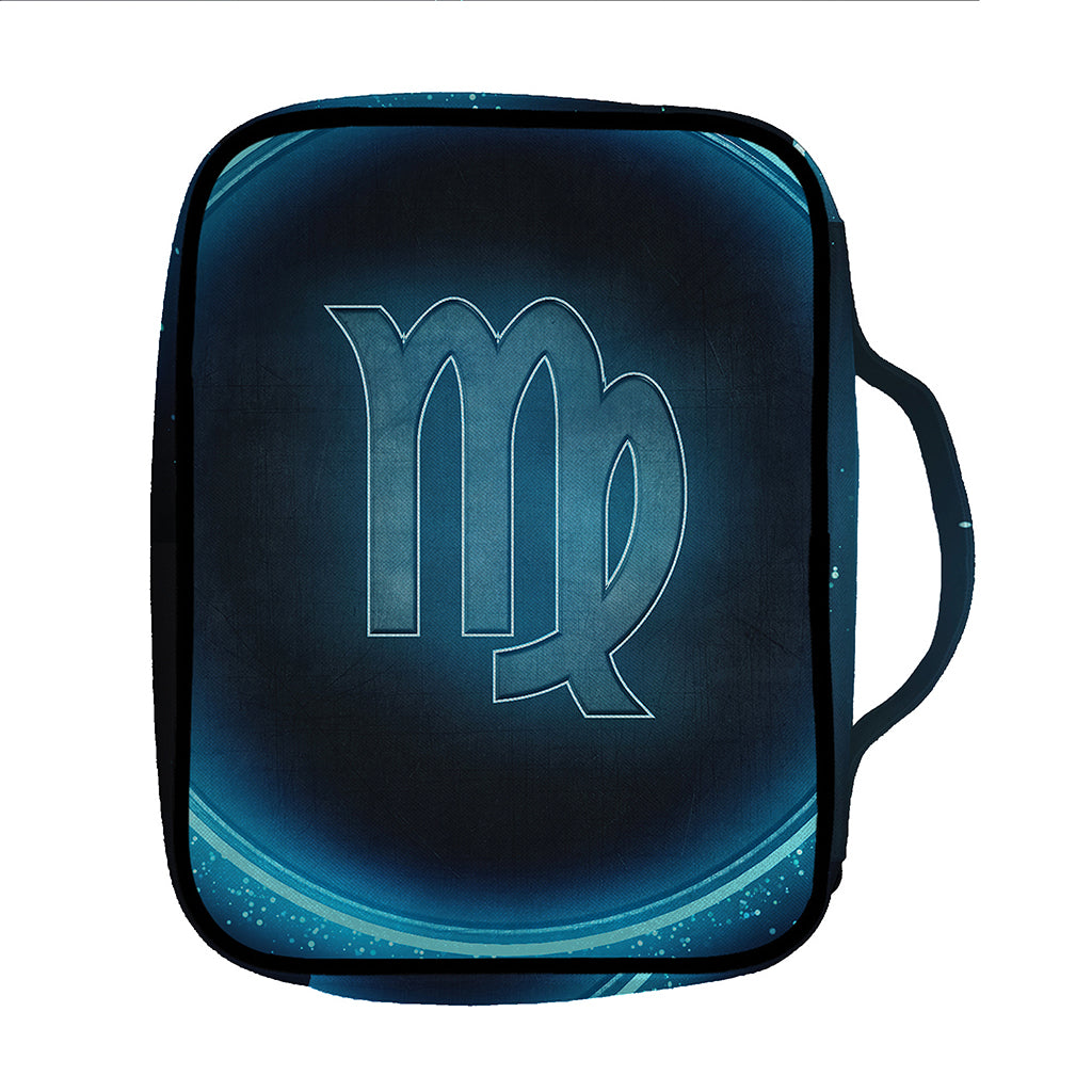 Blue Virgo Zodiac Sign Print Front Pocket Bible Bag