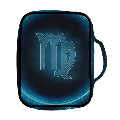 Blue Virgo Zodiac Sign Print Front Pocket Bible Bag