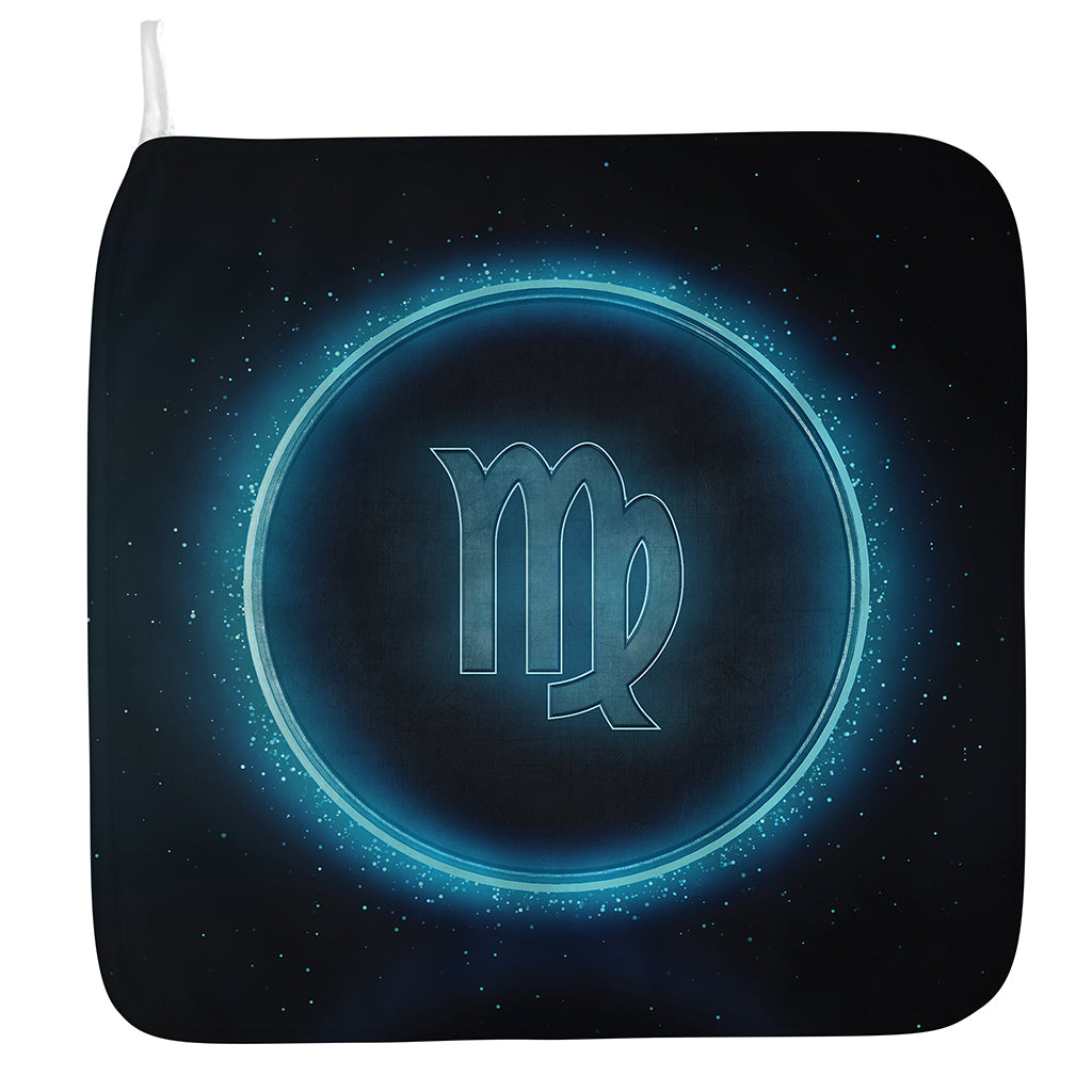 Blue Virgo Zodiac Sign Print Hand Towel