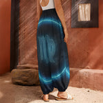 Blue Virgo Zodiac Sign Print Harem Pants