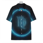 Blue Virgo Zodiac Sign Print Hawaiian Shirt