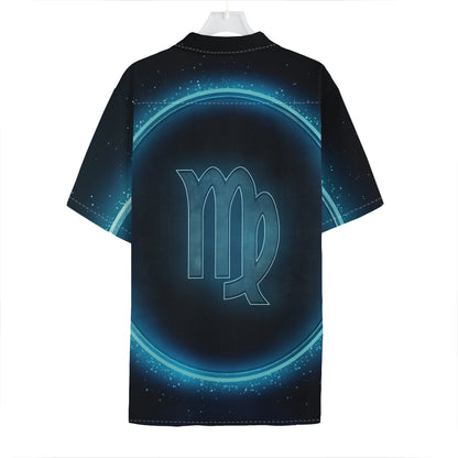 Blue Virgo Zodiac Sign Print Hawaiian Shirt