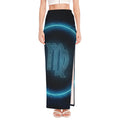 Blue Virgo Zodiac Sign Print High Slit Maxi Skirt