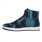 Blue Virgo Zodiac Sign Print High Top Leather Sneakers