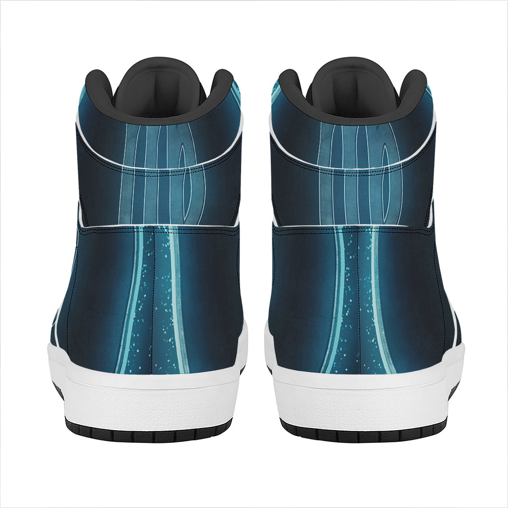 Blue Virgo Zodiac Sign Print High Top Leather Sneakers