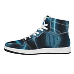 Blue Virgo Zodiac Sign Print High Top Leather Sneakers